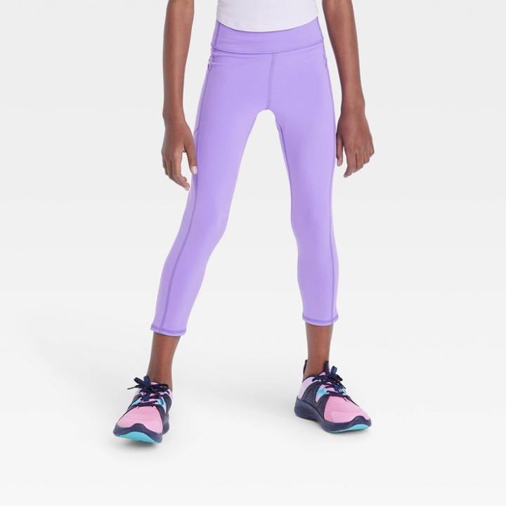 Girls' Side Pocket Cropped Leggings - All In Motion Violet