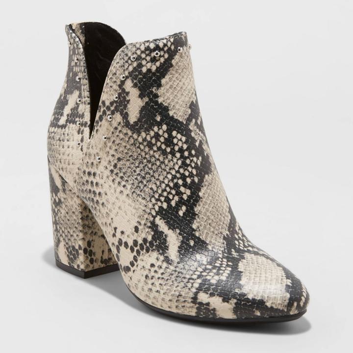 Women's Carolina Snakeskin Open Side Bootie - A New Day Gray