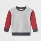 Toddler Boys' Fleece Crew Neck Pullover Sweatshirt - Cat & Jack Gray/burgundy