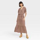 Women's Floral Print Short Sleeve Wrap Dress - Knox Rose Rust