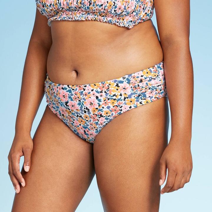 Women's Plus Size Hipster Bikini Bottom - Xhilaration Floral Print 14w, Women's,
