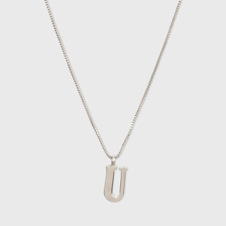 Silver Plated Initial U Pendant Necklace - A New Day Silver,