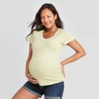 Maternity Short Sleeve V-neck Side Shirred T-shirt - Isabel Maternity By Ingrid & Isabel Green