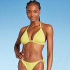 Juniors' Ribbed Triangle Bikini Top - Xhilaration Light Yellow D/dd Cup