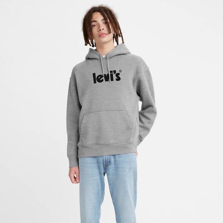Levi's Men's Relaxed Modern Vintage Logo Hooded Sweatshirt - Heathered Gray