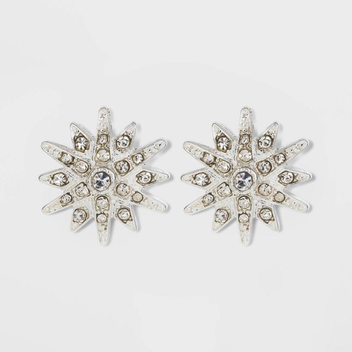 Pave Star Stud Earrings - A New Day Silver, Women's