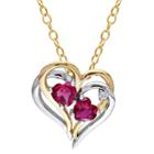 No Brand 1.17 Ct. T.w. Created Ruby And 0.02 Ct. T.w. Diamond Prong Set Pendant Necklace In Sterling Silver - Red, Red/red/silver