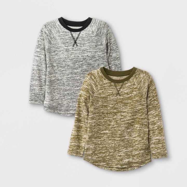 Toddler Boys' Sweater Knit Long Sleeve T-shirt - Cat & Jack Olive Green