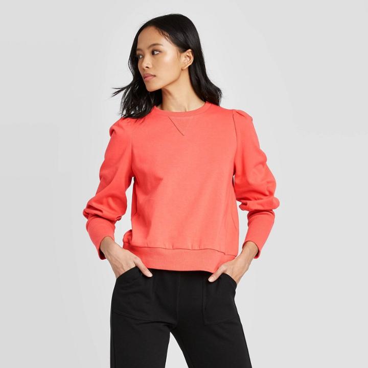 Women's Crewneck Edwardrian Sweatshirt - Who What Wear Red