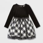 Toddler Girls' Plaid Velour Long Sleeve Dress - Cat & Jack Cream