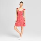 Women's Floral Button Front Ruffle Sleeve Dress - Mossimo Supply Co. Red