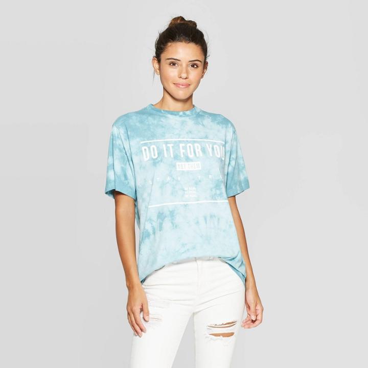 Women's Do It For You Oversized Short Sleeve T-shirt - Mighty Fine (juniors') - Teal Blue