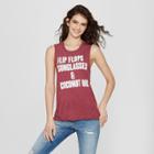 Women's Flip Flops, Sunglasses & Coconut Oil Graphic Tank Top - Awake Burgundy