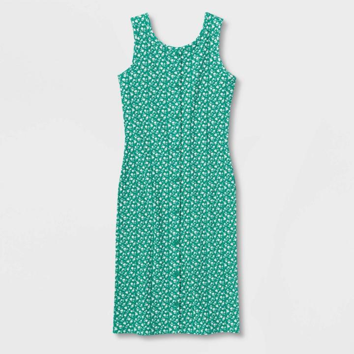 Girls' Button-front Sleeveless Dress - Art Class Green Floral