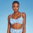 Juniors' Textured Underwire Bikini Top - Xhilaration Light Blue Floral D/dd Cup