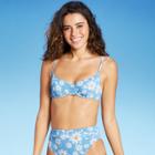 Juniors' Textured Underwire Bikini Top - Xhilaration Light Blue Floral