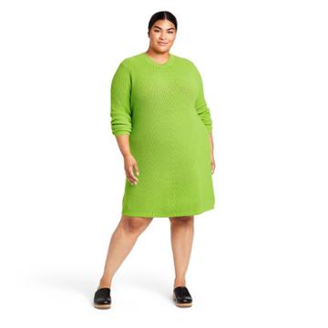 Women's Plus Size Long Sleeve Sweater Dress - Victor Glemaud X Target Green