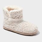 Women's Dluxe By Dearfoams Calandra Knit Bootie Slippers - Oatmeal