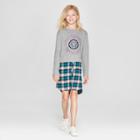 Girls' Pullover & Flannel Sweater Dress - Art Class Heather Gray/green