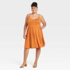 Women's Plus Size Sleeveless Skater Dress - Ava & Viv Copper X, Brown