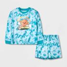 Kids' 2pc Fleece Pajama Set - Art Class Teal Green Tie-dye