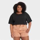 Women's Plus Size Short Sleeve Boxy T-shirt - Universal Thread Black
