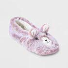 No Brand Women's Llama Faux Fur Pull-on Slipper Socks With Grippers - Lilac