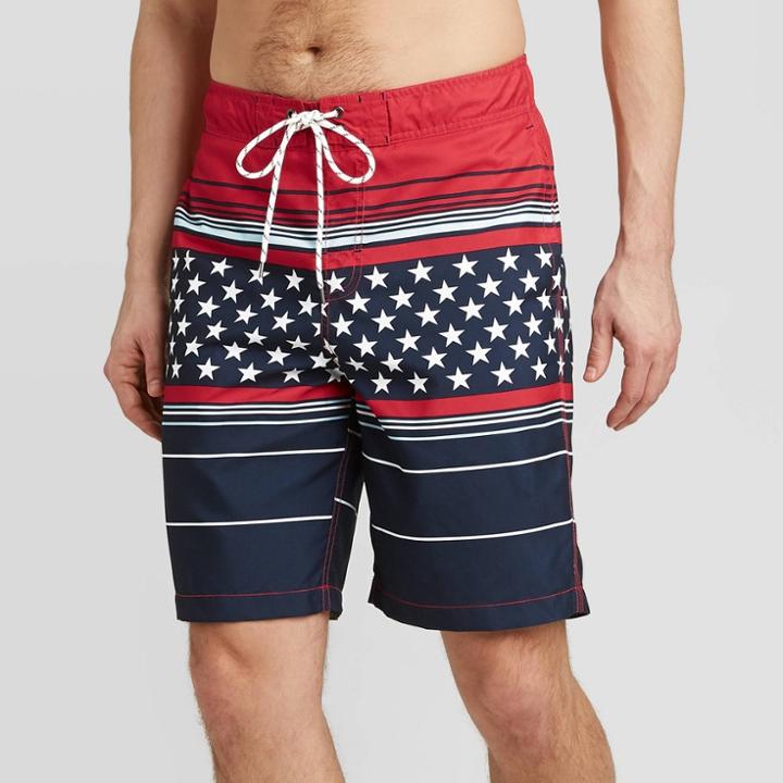 Men's 9 Americana Elastic Waist Swim Trunks - Goodfellow & Co Dark Blue