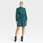Women's Long Sleeve A-line Dress - Who What Wear Green Floral