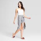 Women's Striped Tie Front Walk Through Romper - Love @ First Sight (juniors') White