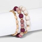 Semi-precious Violet Howlite And Rhodochrosite Link Bracelet Set 3pc - Universal Thread Berry Pink