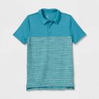 Boys' Striped Golf Polo Shirt - All In Motion Teal Blue
