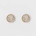 Women's Round Button Earring With Crystal - A New Day Gold