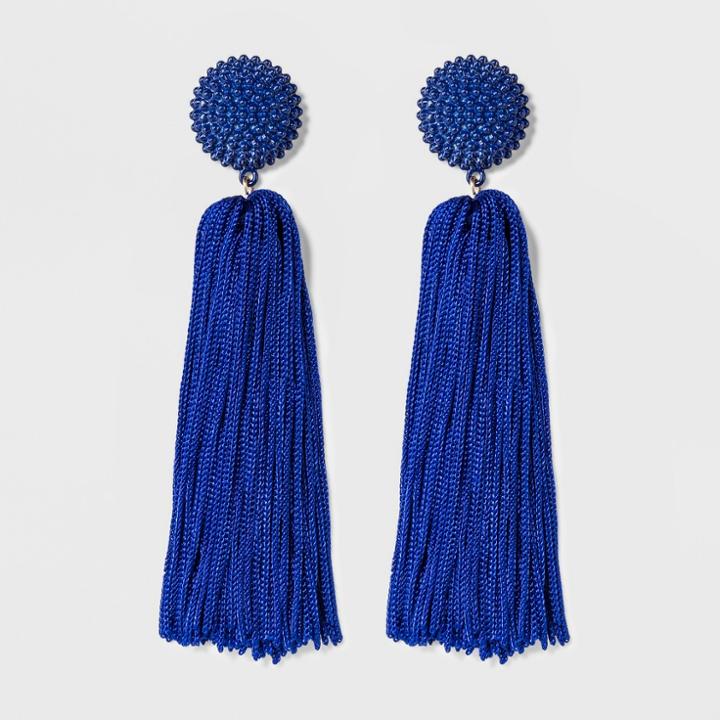 Sugarfix By Baublebar Beaded Studs Tassel Drop Earrings - Bright Blue, Girl's