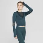 Target Women's Seamless Long Sleeve Crop Shirt - Joylab Pine Green