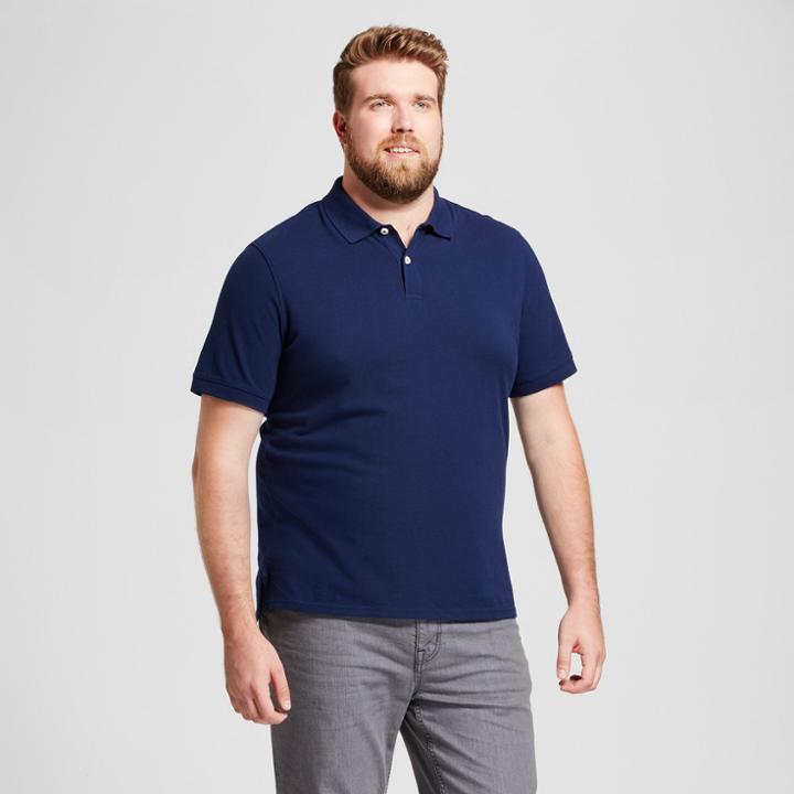 Men's Big & Tall Standard Fit Pique Polo Shirt - Goodfellow & Co Navy