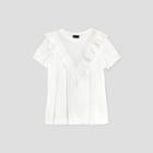 Women's Plus Size Short Sleeve Eyelet Ruffle T-shirt - Who What Wear White