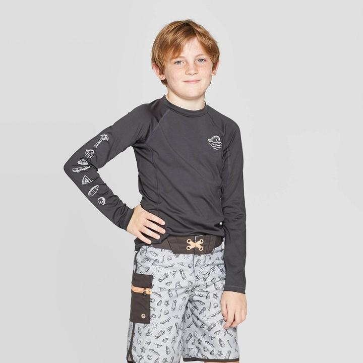 Boys' Long Sleeve Rash Guard - Art Class Dark Gray