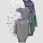 Baby Boys' 6pk Striped And Animal Print Bodysuit - Just One You Made By Carter's Green/white/blue