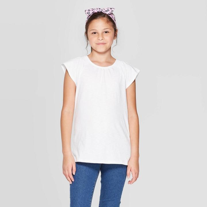 Girls' Short Sleeve Top - Cat & Jack White