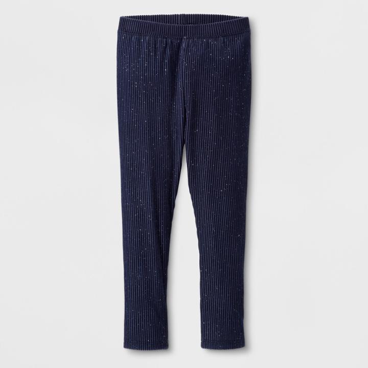 Toddler Girls' Velvet Pleated Shine Leggings Pants - Cat & Jack Turbine Gray 12 M, Girl's, Size: