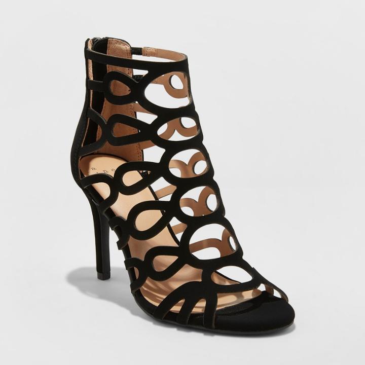 Women's Jillian Caged Heel Pumps - A New Day Black