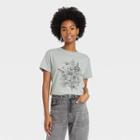 Fifth Sun Women's Kindness Short Sleeve Graphic T-shirt - Green Floral
