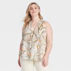 Women's Plus Size V-neck Tank Top - Ava & Viv Cream
