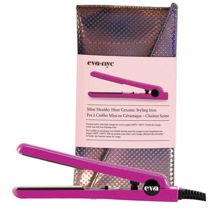 Eva Nyc Mini Healthy Heat Ceramic Flat Iron And Bag, Pink