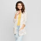 Women's Long Sleeve Cable Knit Cardigan - Almost Famous (juniors') Ivory