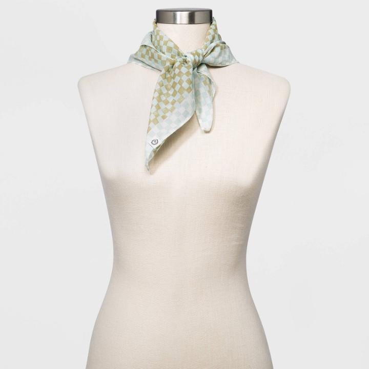 Women's Checker Printed Cotton Bandana - Universal Thread Green