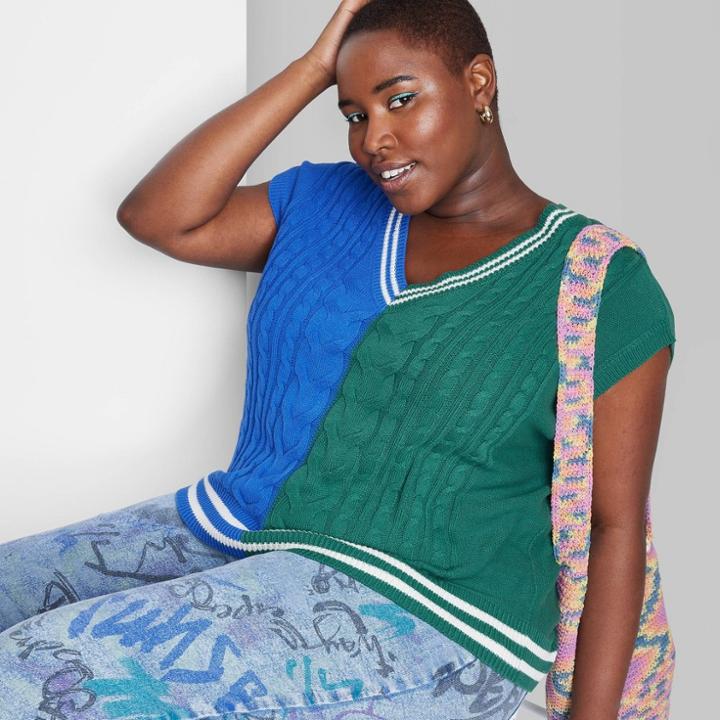 Women's Plus Size Oversized Sweater Vest - Wild Fable Navy Blue