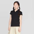 Petitegirls' Short Sleeve Interlock Uniform Polo Shirt - Cat & Jack Black M, Girl's,