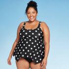 Women's Plus Size Scoop Neck Tankini Top - Kona Sol Black